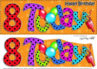 Large Dl 8th Birthday Celebrations Card & 3D Decoupage