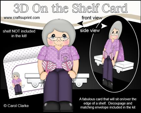 3D on the Shelf Card Kit - Little Old Lady Darts Player Joan