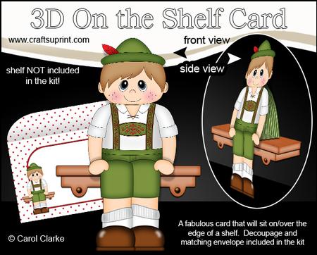 3D on the Shelf Card Kit - Lederhosen Boy Gunther - No Beer