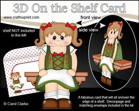 3D on the Shelf Card Kit - Little Dirnel Kleid Girl Liesl