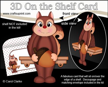 3D on the Shelf Card Kit - Little Squirrel Boy Scamp