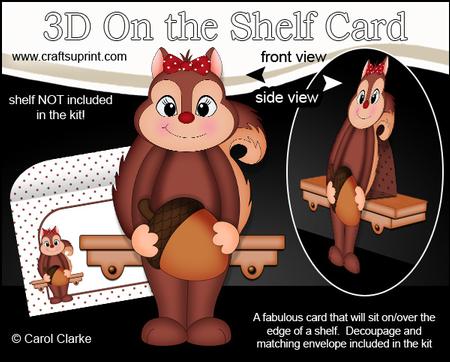 3D on the Shelf Card Kit - Little Squirrel Girl Peanut