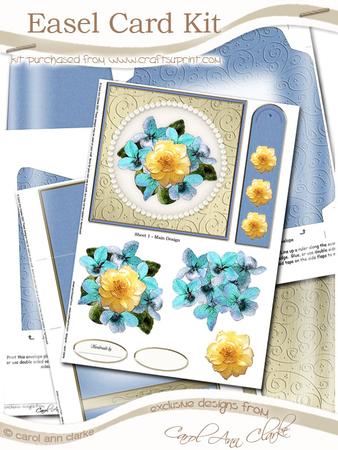 Flowers and Pearls Easel Card Kit with 3D Decoupage