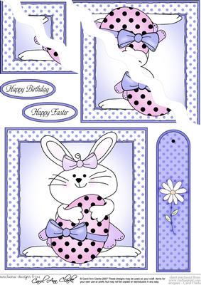 Little Girl Bunny Quick Card with Wavy Corner Side Stacker