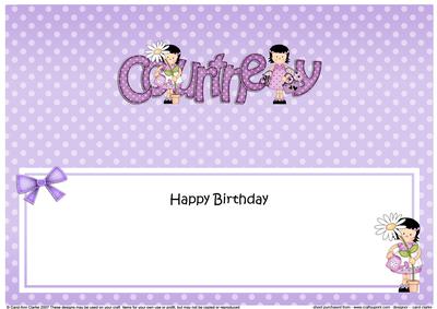 Large Dl Birthday Courtney Girlz Insert