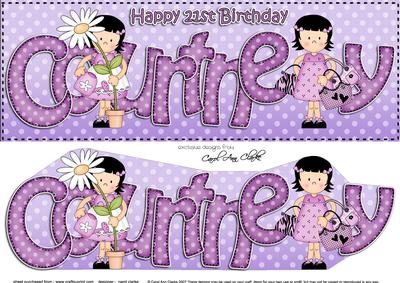 Large Dl 21st Birthday Courtney Girlz 3D Decoupage