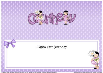 Large Dl 21st Birthday Courtney Girlz Insert