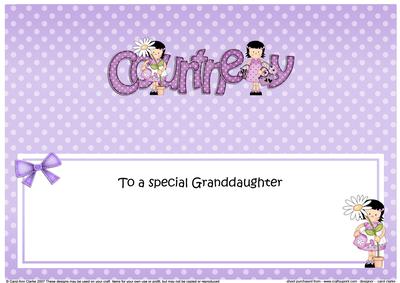 Large Dl Birthday Granddaughter Courtney Girlz Insert