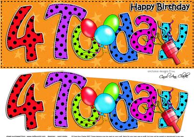 Large Dl 4th Birthday Celebrations Card & 3D Decoupage