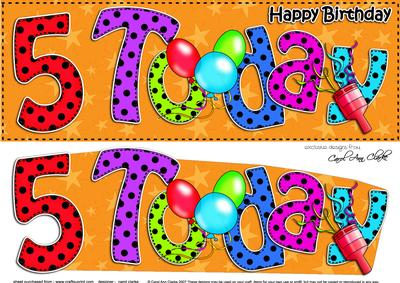 Large Dl 5th Birthday Celebrations Card & 3D Decoupage