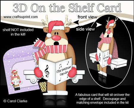 3D on the Shelf Card Kit - Christmas Carol Singing Rudolph