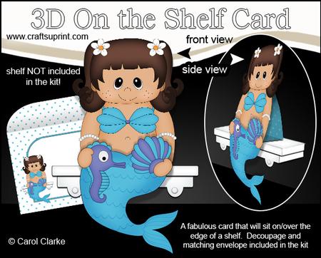 3D on the Shelf Card Kit - Little Ethnic Mermaid Aqua