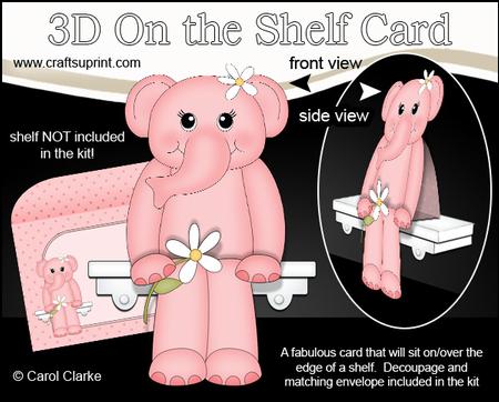 3D on the Shelf Card Kit - Lola Elephant