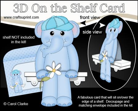 3D on the Shelf Card Kit - Levi Elephant