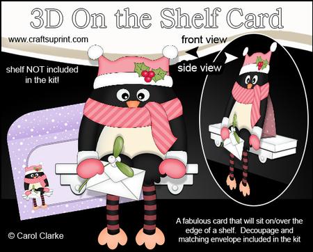 3D on the Shelf Card Kit - Christmas Pip Penguin Mistletoe