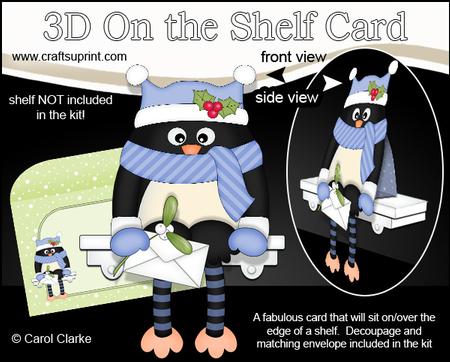 3D on the Shelf Card Kit - Christmas Pip Penguin Mistletoe