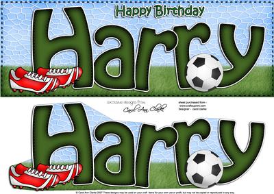 Large Dl Birthday Harry Football Card & 3D Decoupage