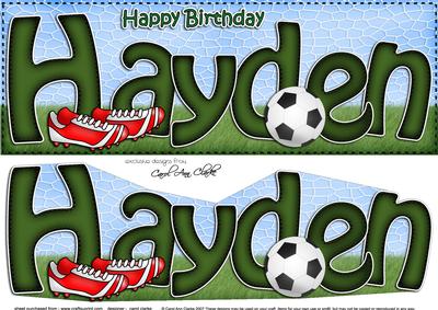 Large Dl Birthday Hayden Football Card & 3D Decoupage