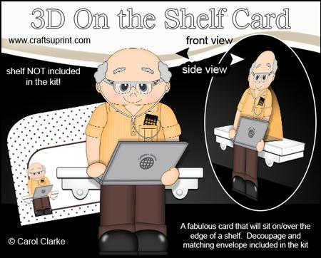 3D on the Shelf Card Kit - Silver Surfer Old Man Stan