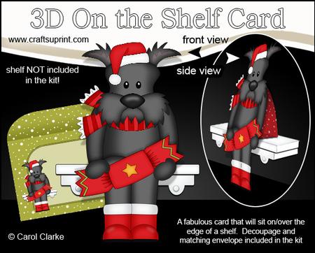 3D on the Shelf Card Kit - Christmas Hamish Scottie Dog