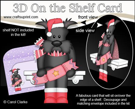 3D on the Shelf Card Kit - Christmas Hamish Scottie Dog