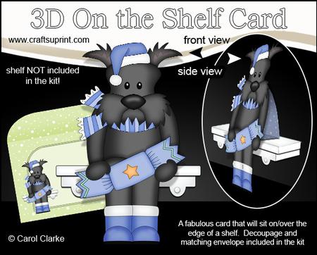 3D on the Shelf Card Kit - Christmas Hamish Scottie Dog