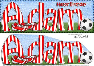 Large Dl Birthday Adam Football 3D Decoupage