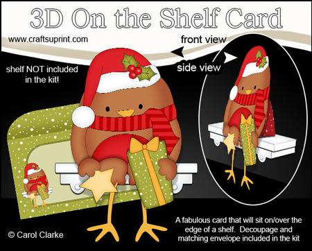 3D on the Shelf Card Kit - Christmas Bobbin Robin