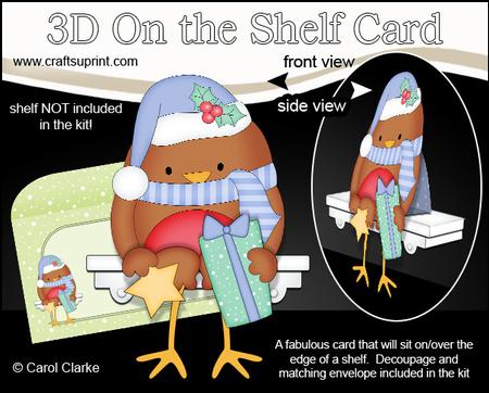 3D on the Shelf Card Kit - Christmas Bobbin Robin