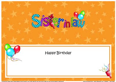 Large Dl Birthday Sister in Law Celebrations Insert