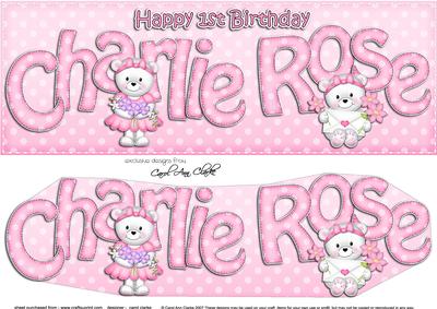 Large Dl 1st Birthday Charlie-rose Teddies 3D Decoupage