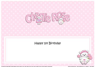 Large Dl 1st Birthday Charlie-rose Teddies Insert