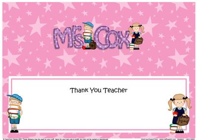 Large Dl Boyz Girlz Thank You Mrs Cox Insert
