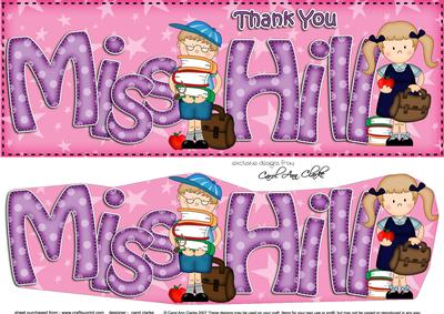 Large Dl Boyz Girlz Thank You Miss Hill 3D Decoupage