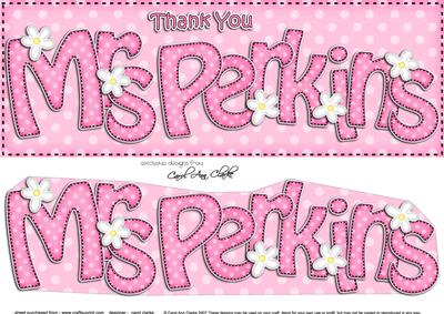 Large Dl Dots & Flowers Thank You Mrs Perkins 3D Decoupage