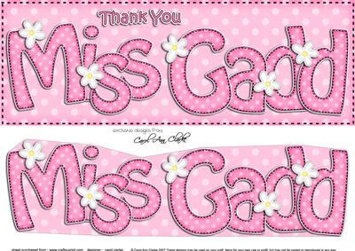 Large Dl Dots & Flowers Thank You Miss Gadd 3D Decoupage