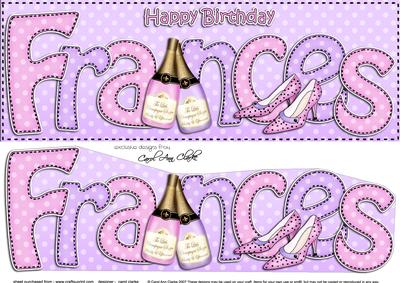 Large Dl Birthday Frances Champagne 3D Decoupage