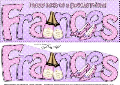 Large Dl 60th Birthday Friend Frances Champagne 3D Decoupage