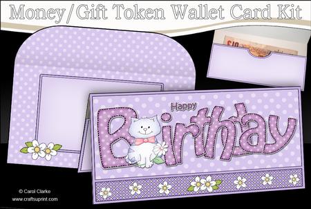 Birthday Little Cat Money or Gift Wallet Card Kit