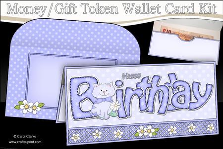 Birthday Little Cat Money or Gift Wallet Card Kit