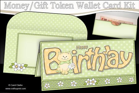 Birthday Little Cat Money or Gift Wallet Card Kit