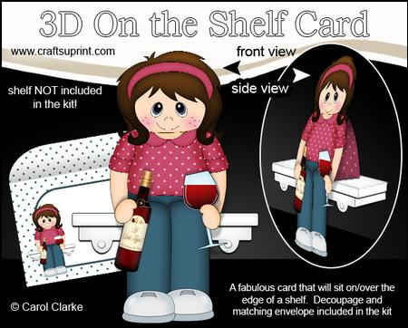 3D on the Shelf Card Kit - Little Wine Drinker Jean
