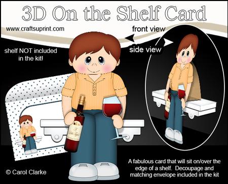 3D on the Shelf Card Kit - Little Wine Drinker Wayne