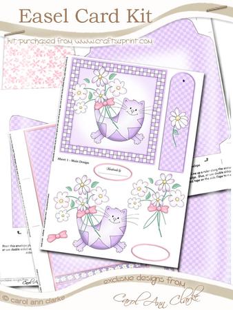 Cute Cat Easel Card Kit with 3D Decoupage Topper