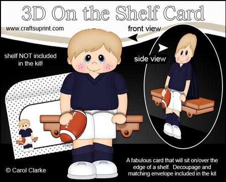 3D on the Shelf Card Kit - Rugby or Aus Football Boy Oliver