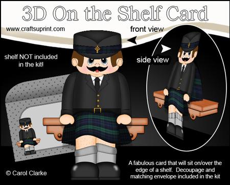 3D on the Shelf Card Kit - Scotsman Adie Wears a Kilt