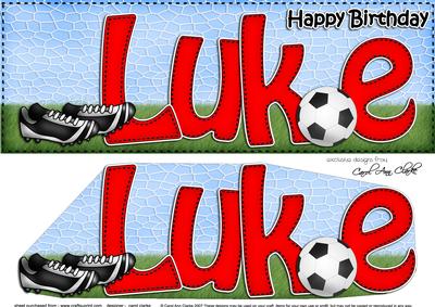 Large Dl Birthday Luke Football Card & 3D Decoupage