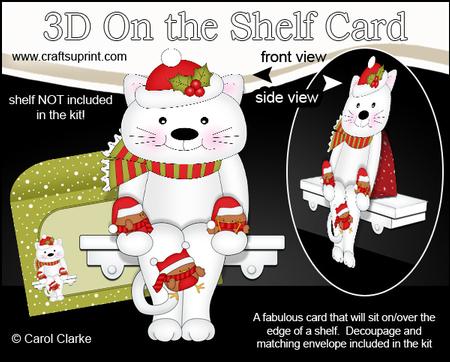 3D on the Shelf Card Kit - Christmas Cat Bella