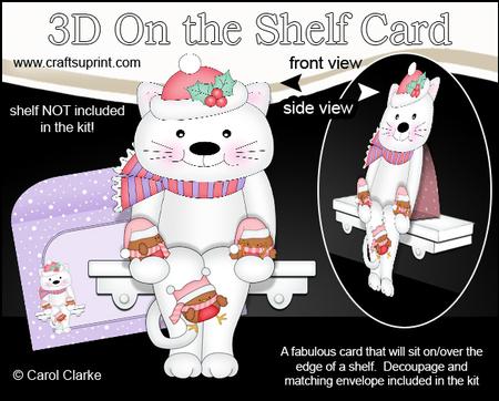 3D on the Shelf Card Kit - Christmas Cat Bella