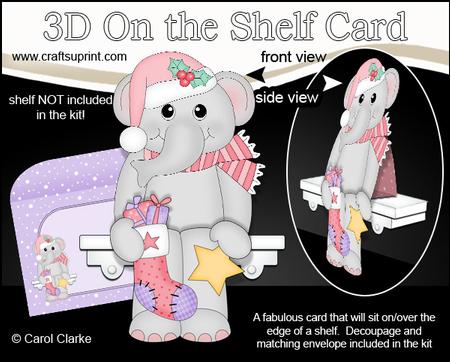 3D on the Shelf Card Kit - Little Christmas Elephant